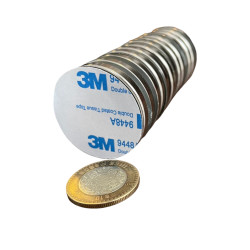 Imán 40mm x 5mm 3M Neodimio Con Adhesivo 12,000 Gauss