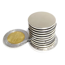 Imán 20mm x 1mm Neodimio Circular 12,000 Gauss