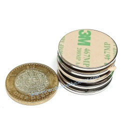 Imán 30mm x 2mm Neodimio Con Adhesivo 3M 12,000 Gauss