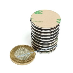 Imán 30mm x 2mm Neodimio Con Adhesivo 3M 12,000 Gauss