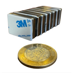 Imán 30mm x 20mm x 5mm 3M Neodimio Con Adhesivo 12,000 Gauss