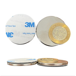 Imán 40mm x 3mm 3M Neodimio Con Adhesivo 12,000 Gauss