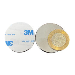 Imán 40mm x 3mm 3M Neodimio Con Adhesivo 12,000 Gauss