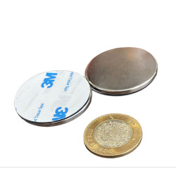Imán 40mm x 3mm 3M Neodimio Con Adhesivo 12,000 Gauss