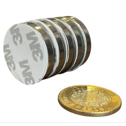 Imán 30mm x 5mm 3M Neodimio Con Adhesivo 12,000 Gauss