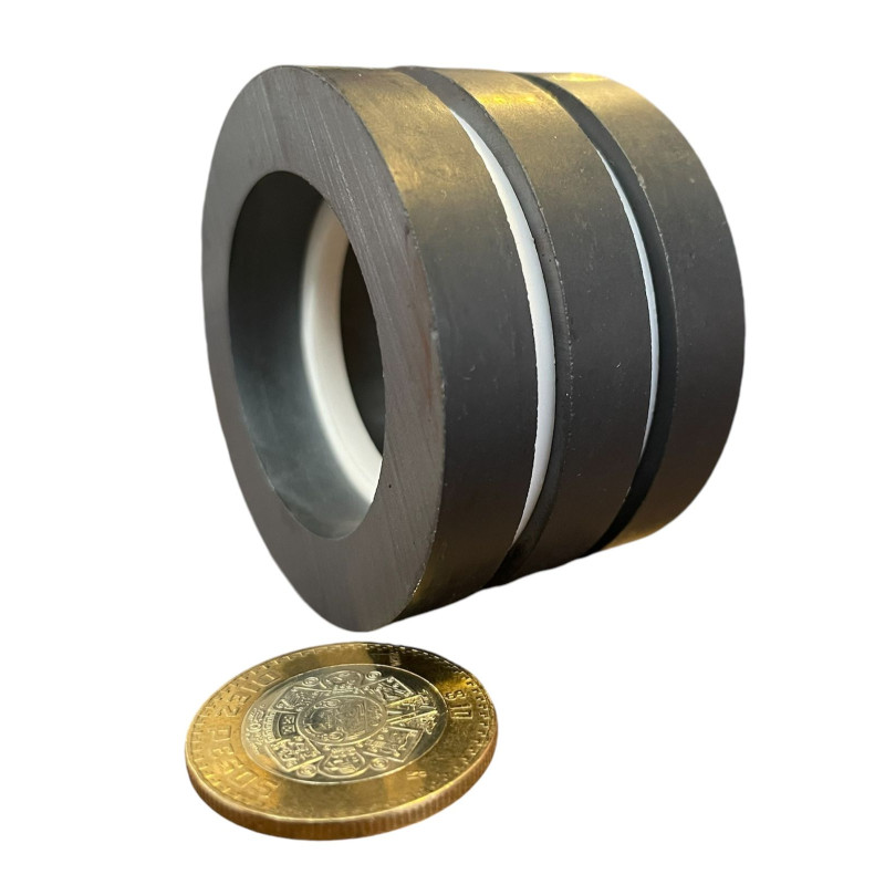 Imán 60mm x 10mm Int. 40mm Anillo Ferrita Ring 13,500 Gauss