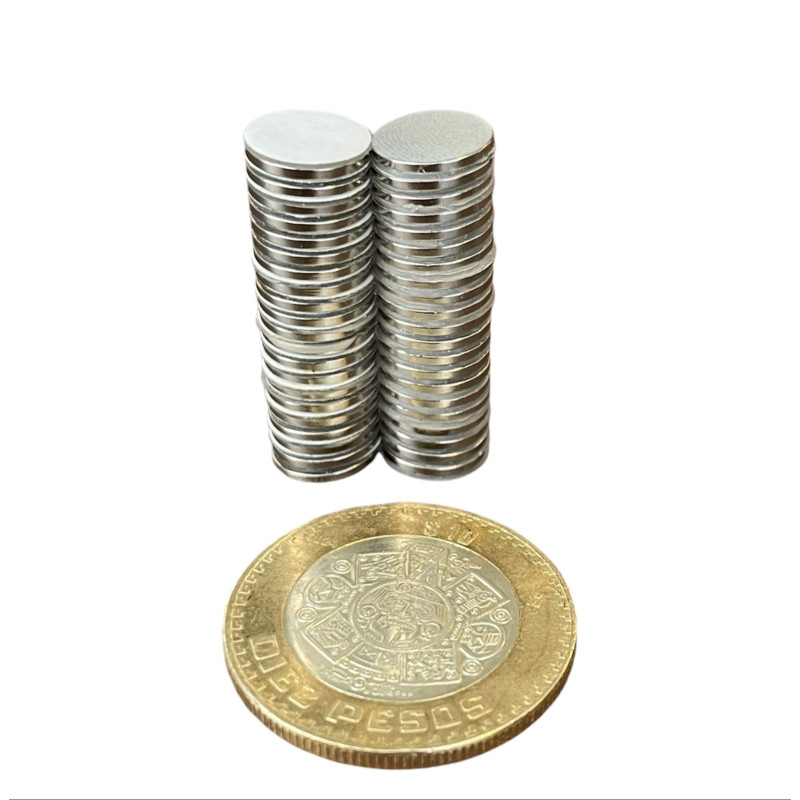Imán 10mm x 1mm 3M Neodimio Con Adhesivo 12,000 Gauss